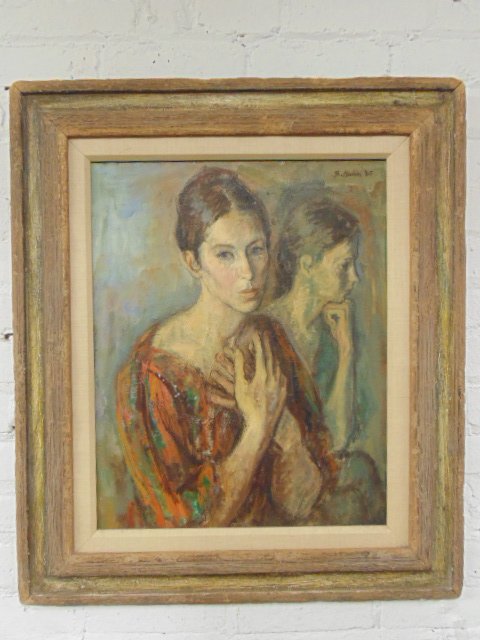 Susan Kahn oil canvas, portrait, reflection, sgd (1 of 6)