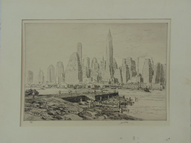 Etching, "NY Harbour", 1941, by James McBey (1 of 5)