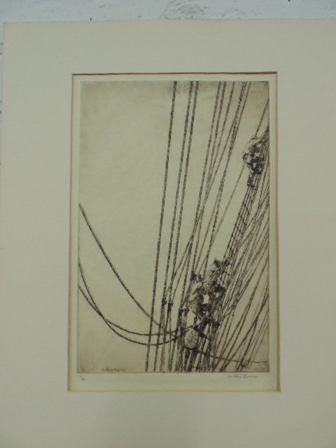 Etching, "The main Rigging", by Arthur Briscoe (1 of 5)