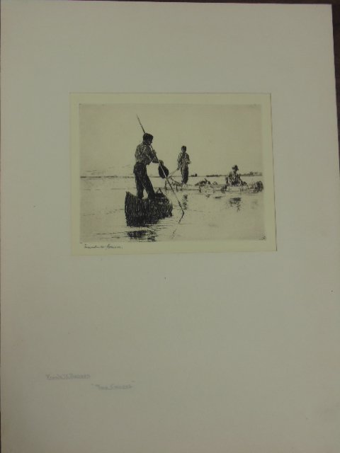 Etching, "Two Canoes", signed Frank Benson (1 of 5)