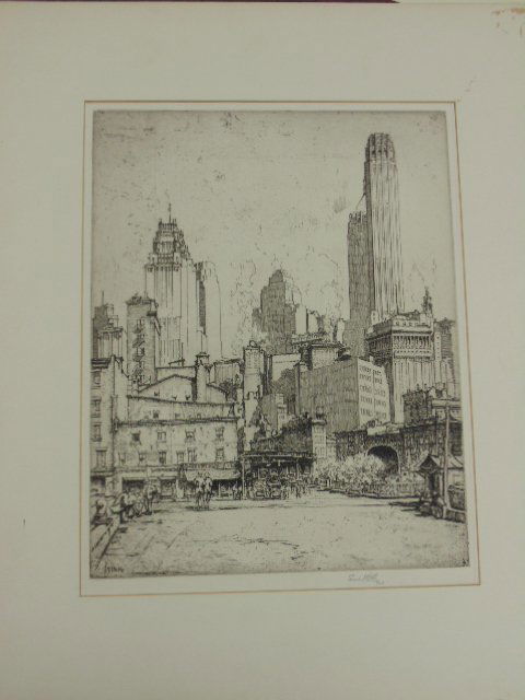 Etching, "Coenties Slip, Manhattan, NY, 1935", by (1 of 5)