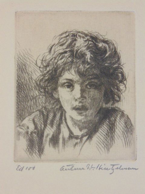 Etching, "Study of a Little Girl", Arthur Wm. (1 of 4)