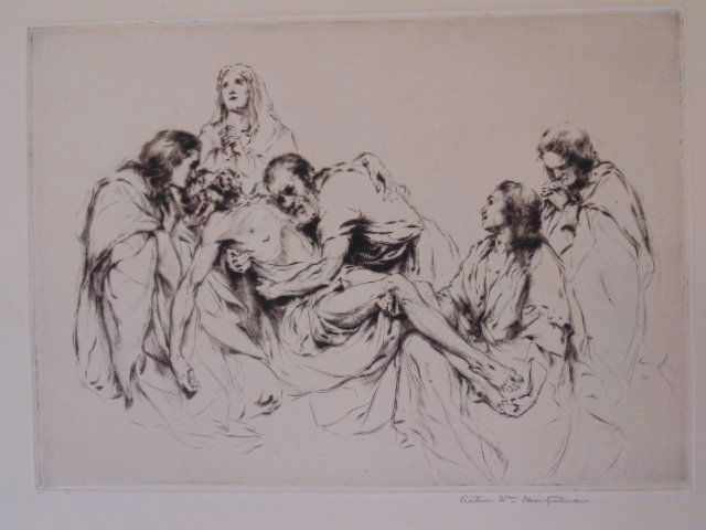 Etching, "La Mise au Tombeau", Arthur Wm. Heintzelman (1 of 4)
