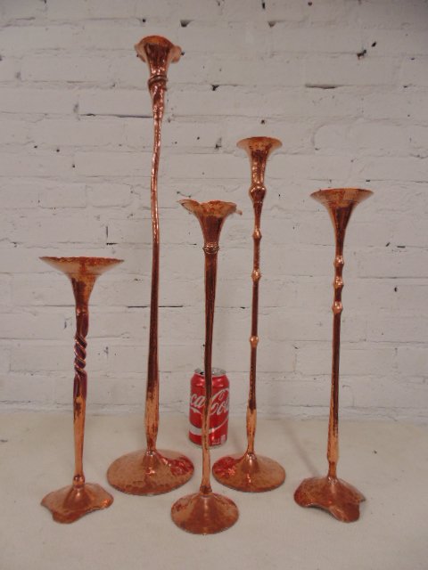 Lot 5 copper candle holders by Hessel Studios (1 of 5)