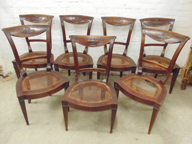Set 7 antique caned seat chairs (1 of 1)