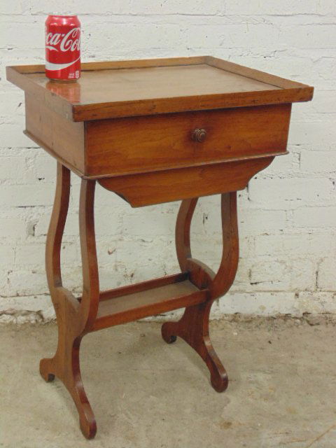 19th Century lyre base sewing stand (1 of 1)