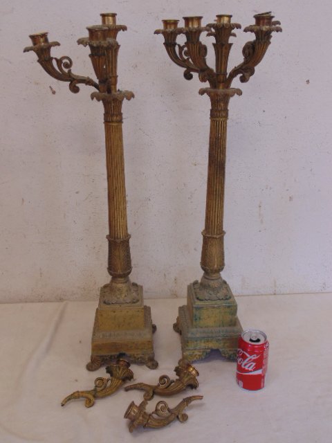 Pair French empire brass candelabra (1 of 6)