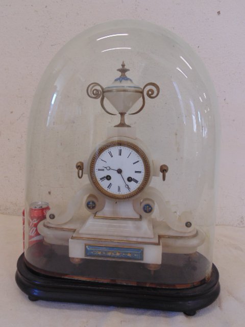 Alabaster mantle clock under dome (1 of 5)