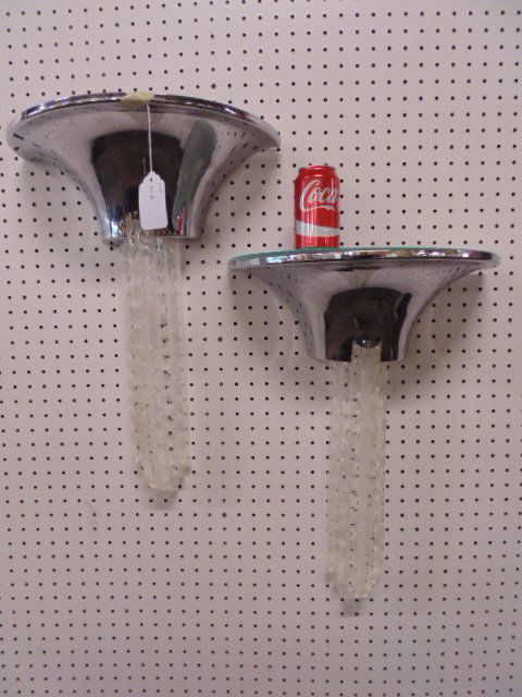 Pair chrome & Lucite wall sconces (1 of 5)