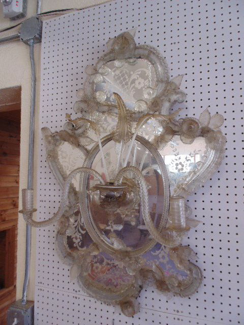 Large Venetian glass wall sconce mirror (1 of 7)