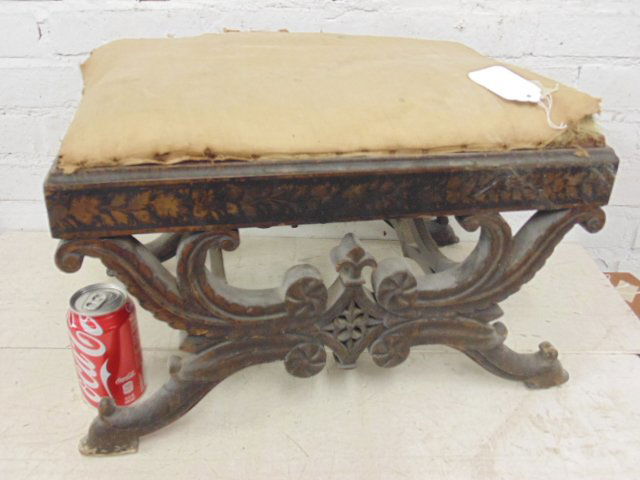 Early stenciled stool, repair to all legs (1 of 5)