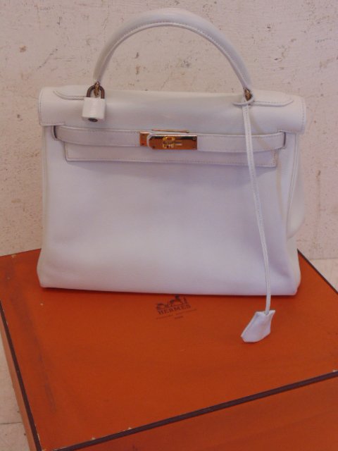 Vintage Hermes white leather Hermes Kelly bag (1 of 10)