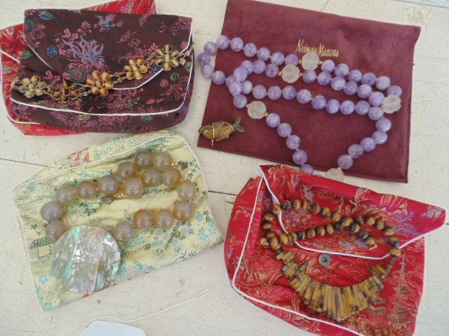 Lot Chinese Jade, hard stone beads, amethyst & tigers (1 of 9)