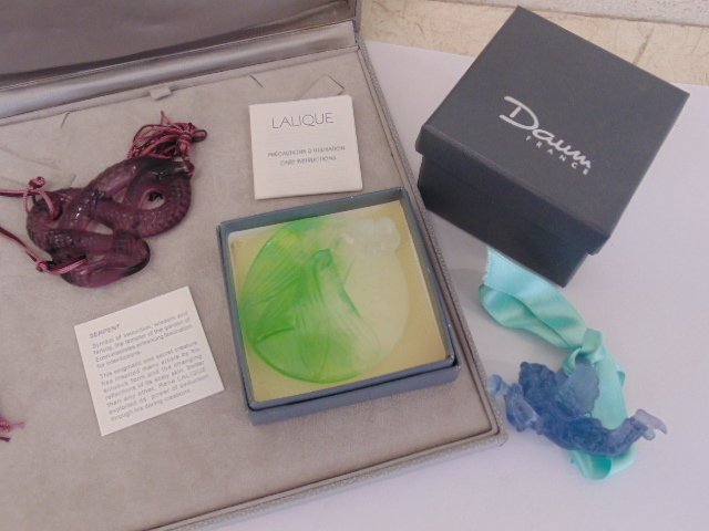 2 Lalique glass ornaments & one Daum ornament (1 of 8)