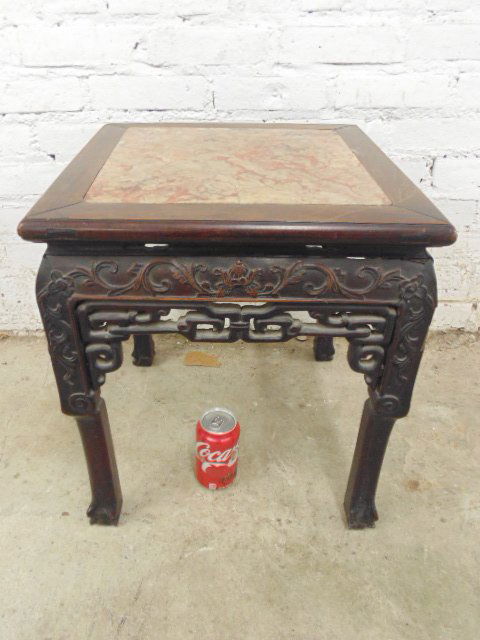 Square Asian marble top plant stand (1 of 4)