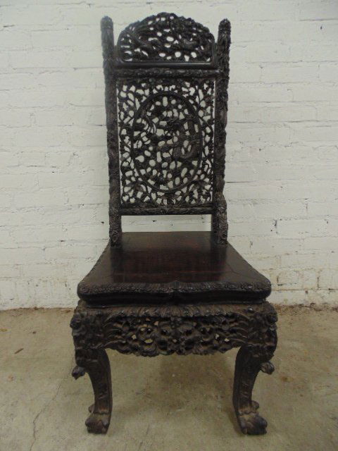 Elaborately carved Chinese chair (1 of 9)