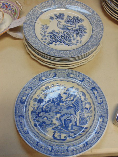 Lot 10 Staffordshire blue & white plates, 10" (1 of 10)