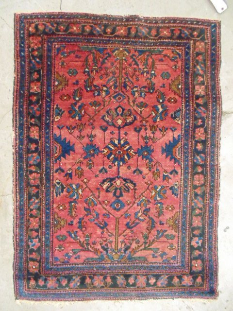 Small red & blue Persian scatter rug, 4'8" by 3'4". (1 of 4)