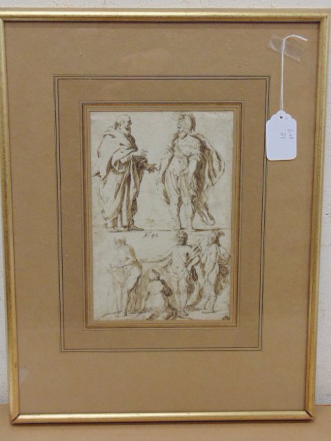 Old Master drawing, study, bearded figure in robe (1 of 9)