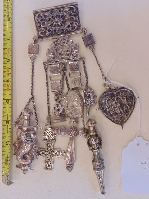 Religious chatelaine, silver (mixed, silver and (1 of 7)
