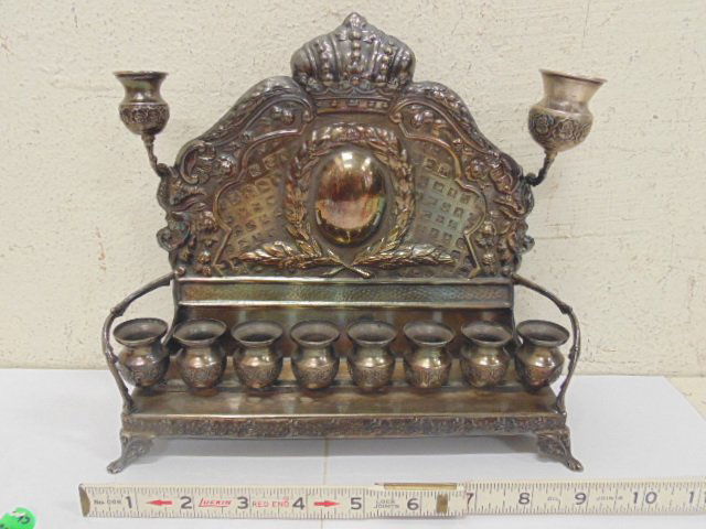 Silver Chanukah Menorah, Austrian style, (1 of 8)