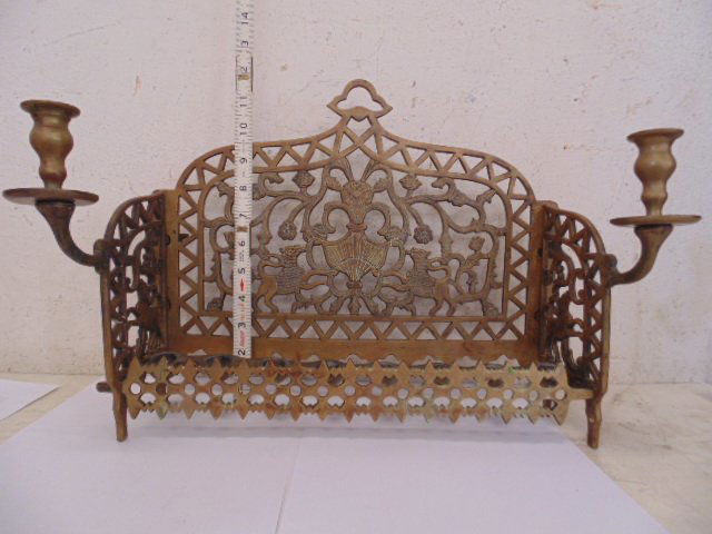 Hannukiah, cast brass, 19th Century (1 of 8)