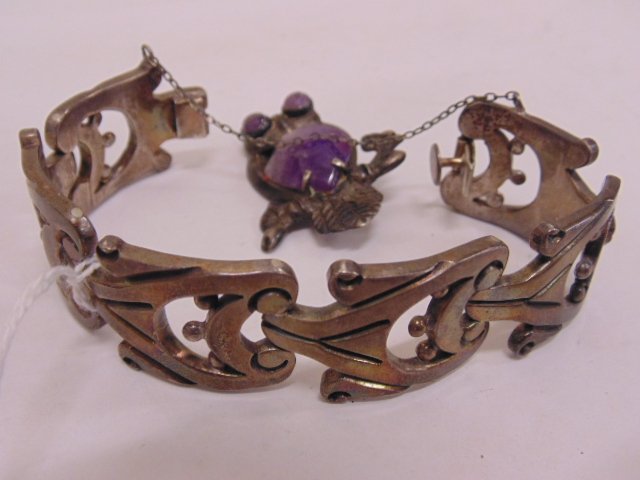 2 piece sterling silver Taxco bracelet & amethyst owl (1 of 5)