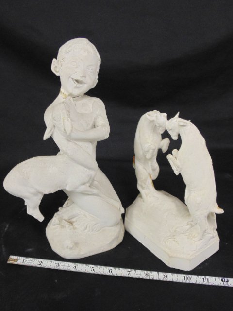 2 plaster, 2 rams & boy with lamb, Piccirilli studio in (1 of 6)