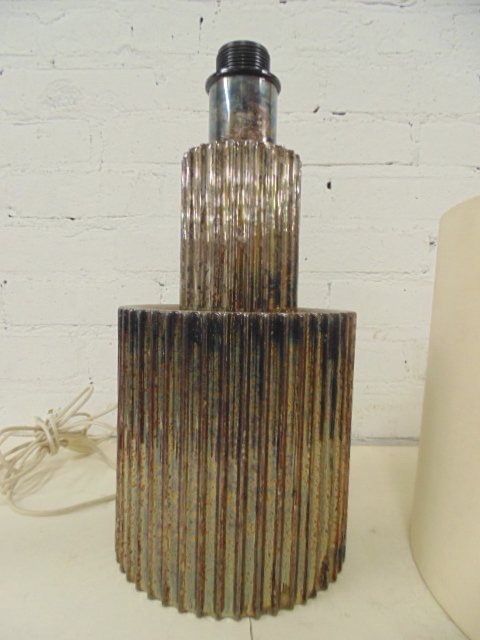 Italian silver plate lamp with shade, (1 of 5)