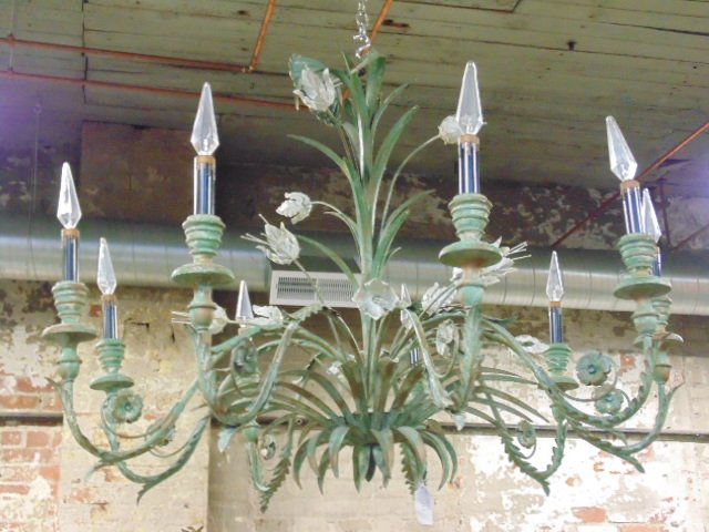 Metal & wood paint decorated hanging fixture with (1 of 5)