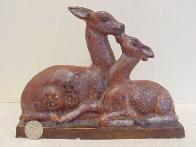Herta Moselsio terra cotta statue, 2 deer, (1 of 6)