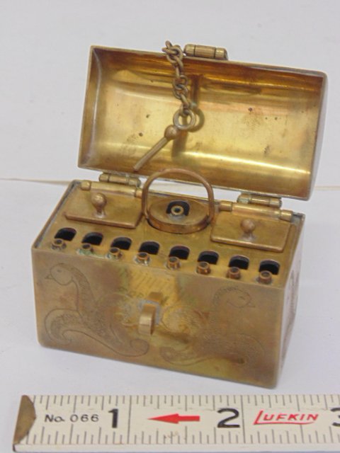 Traveling Hannukiah, brass, trunk form (1 of 7)