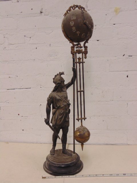 Ansonia figural swing clock, Spelter, 24" tall, needs (1 of 5)