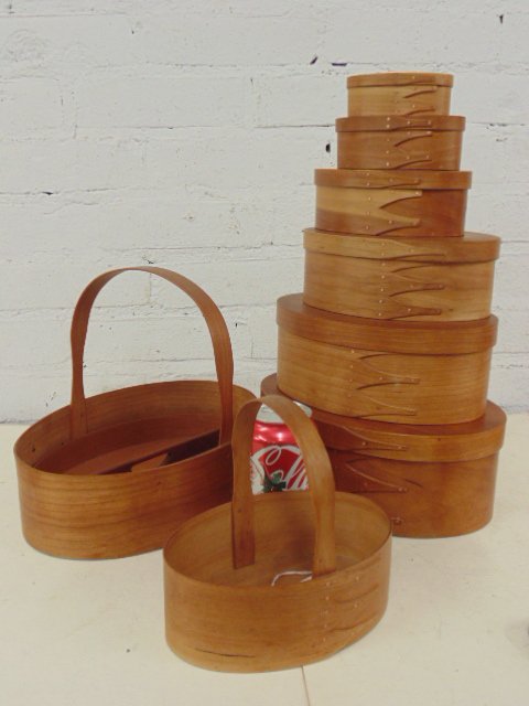 Lot Canterbury woodworks boxes, baskets, Canterbury, (1 of 6)
