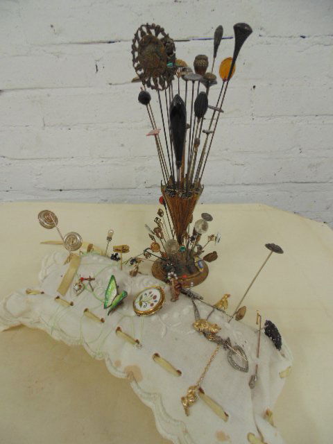 Umbrella hatpin holder filled with hatpins (1 of 10)