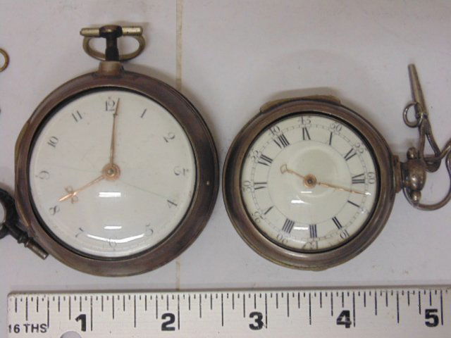 2 early silver English pocket watches, 18th Century (1 of 10)