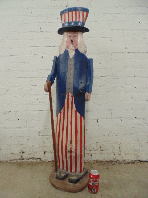 Wood figure,"Uncle Sam", by Lloyd Waldon, 48.5" tall (1 of 7)