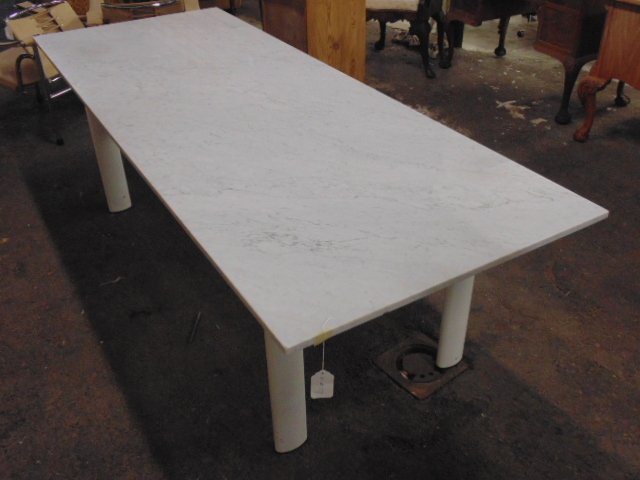Marble top, painted steel base table by Le Corbusier (1 of 5)