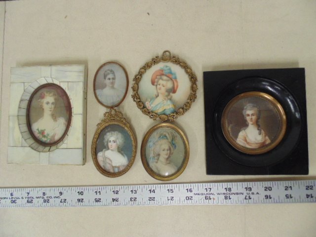 Lot 6 miniature portraits of various ladies (1 of 10)