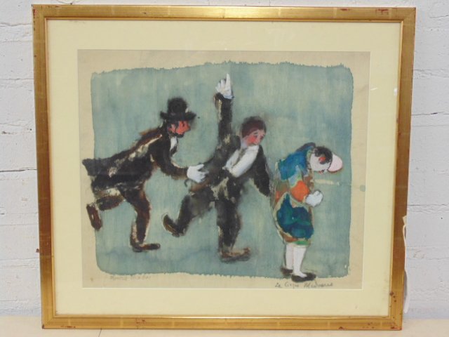 Watercolor,  title Le Cirque...ill., signed Moura (1 of 7)