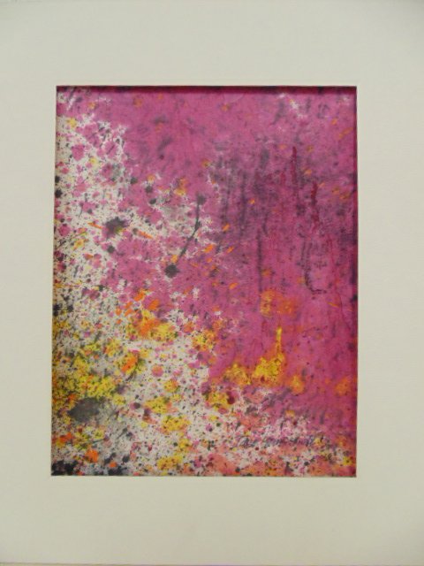 Watercolor, abstract in purple, signed Taro Yamamoto, (1 of 5)