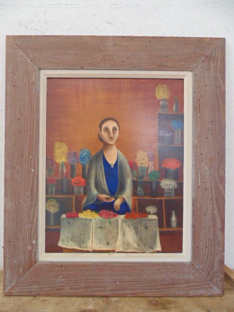 Oil on masonite, flower girl, signed Martha Becket (1 of 6)