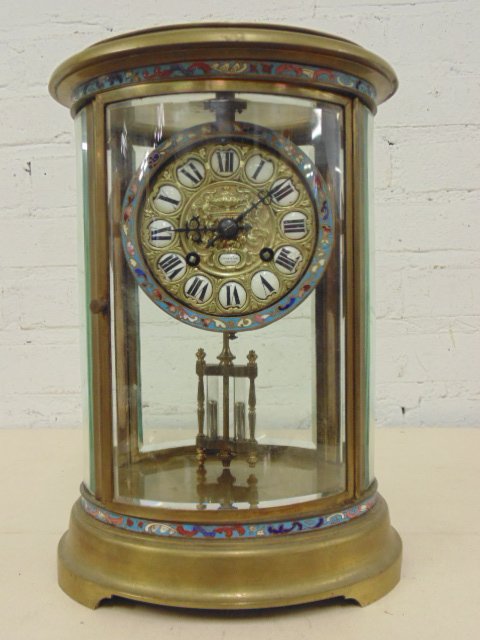 Tiffany & Co oval crystal regulator, cloisonné (1 of 9)