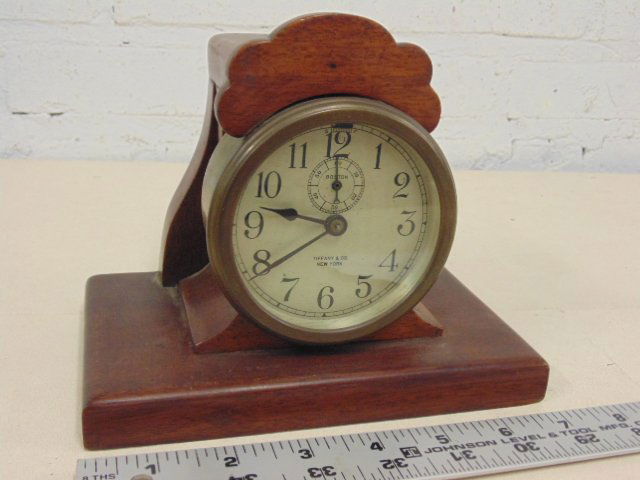 Tiffany & co car clock on wood stand (1 of 5)