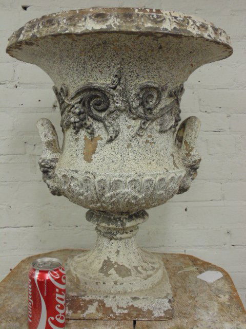 Terra cotta garden urn, painted white (1 of 5)