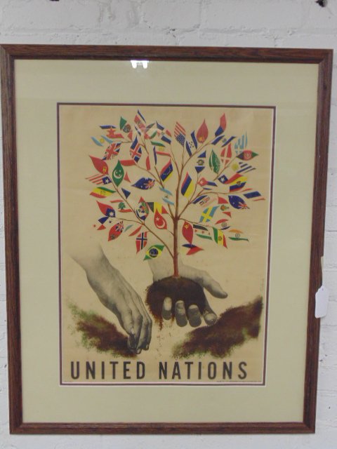 Lithograph, planting tree of nations, United Nation (1 of 5)