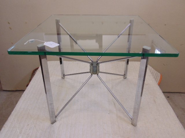 Mid Century folding chrome base glass top cocktail (1 of 5)