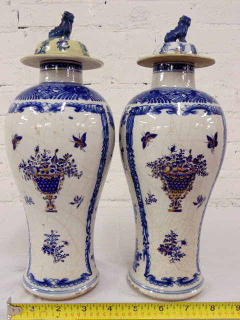 Pair blue & white Chinese export vases (1 of 10)