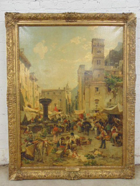 Painting, village market scene, Fr. Aerni (1 of 10)
