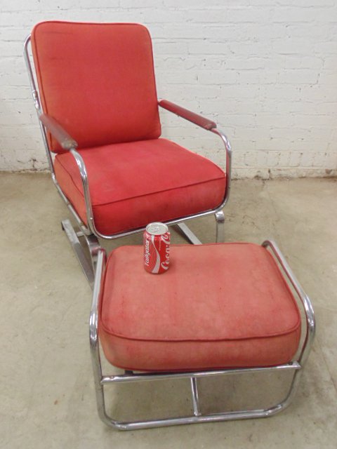 Kem Webber / Rohde style chrome chair & ottoman, (1 of 9)